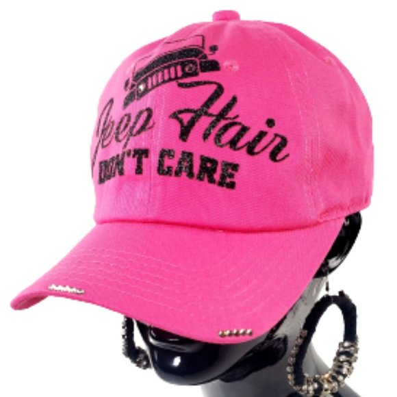 Jeep Hair Don't Care Pink Cap with Swarovski Crystals. - Picture 3 of 6